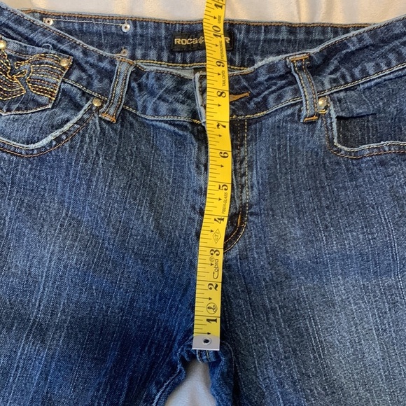 Rocawear size 11 lowrise flare Y2k gold embroidered pockets vintage 00’s sexy - Picture 4 of 12